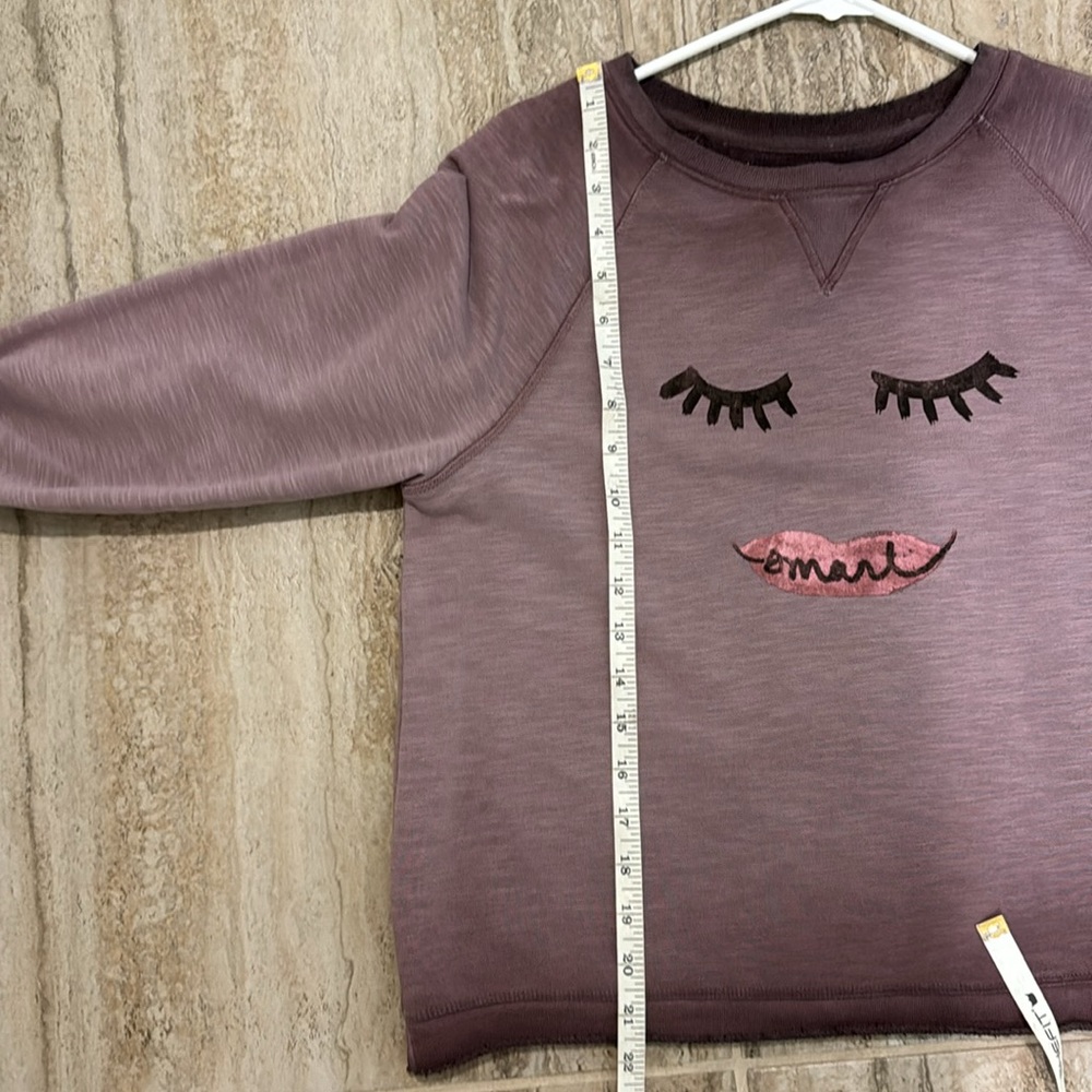 Anthropologie Saturday Sunday Smart Mouth Cropped Sweatshirt Size Small - Picture 10 of 16
